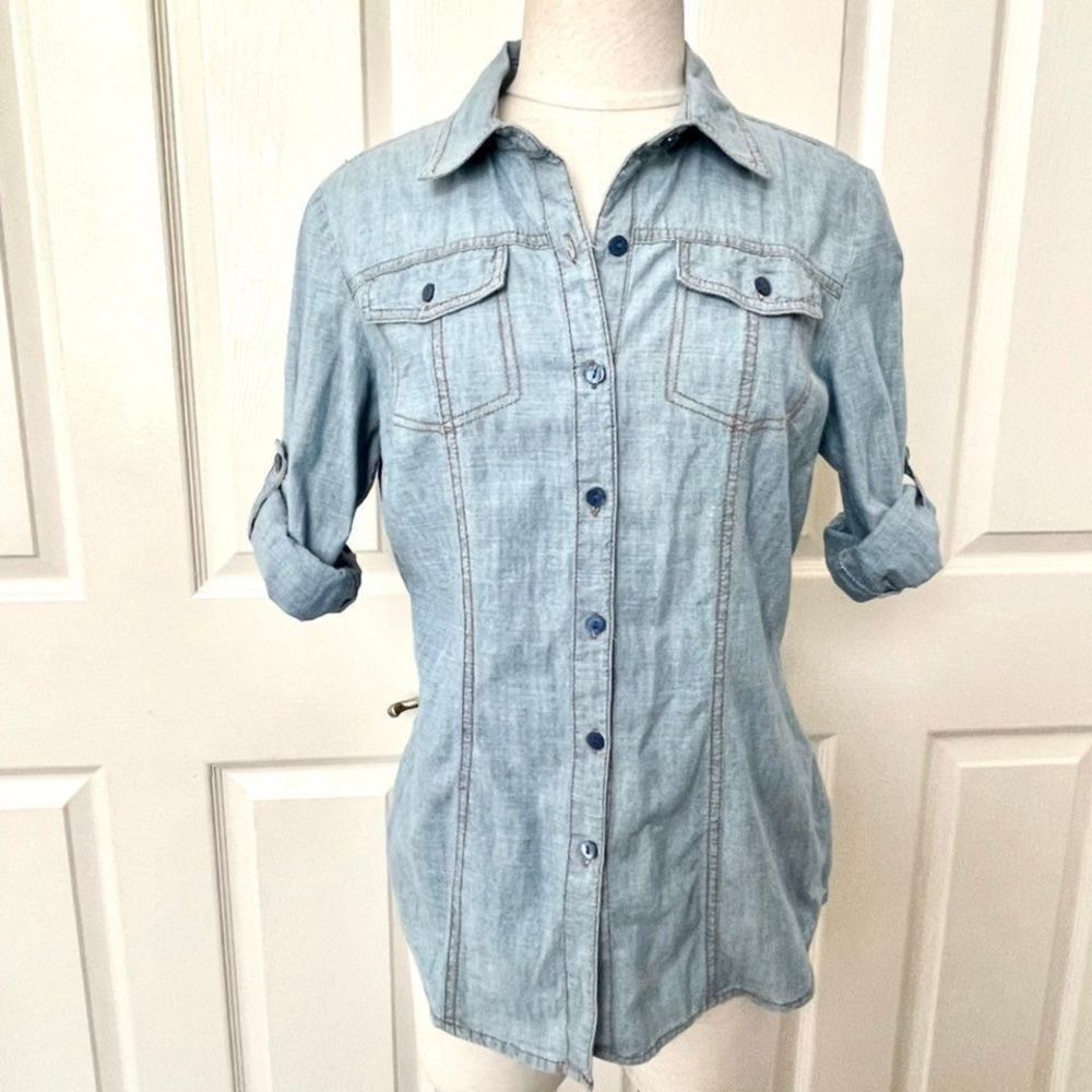 Hester and Orchard denim button down shirt